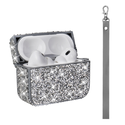 Apple Airpods Pro 2 Zore Airbag 45 Glittery Transparent Wrist Strap Case - 10