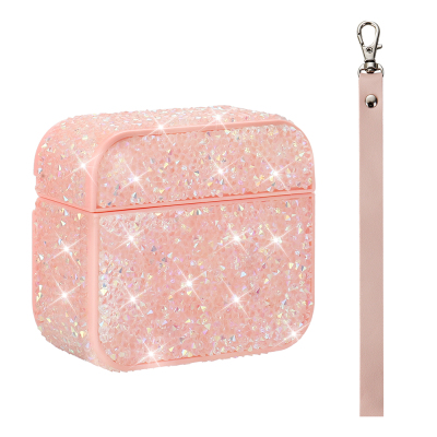 Apple Airpods Pro 2 Zore Airbag 45 Glittery Transparent Wrist Strap Case - 3