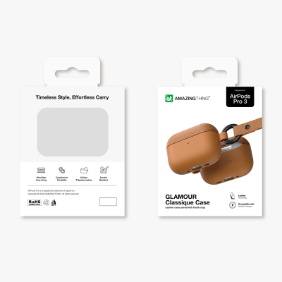 Apple AirPods Pro 3 Amazingthing Glamour Classique Series Leather Design Case - 29