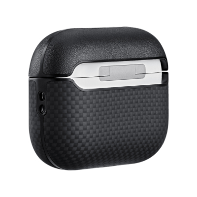 Apple Airpods Pro 3 Case 1500D Aramid Fiber Pitaka Ultra-Slim Classic Series Black-Grey Twill Cover - 3