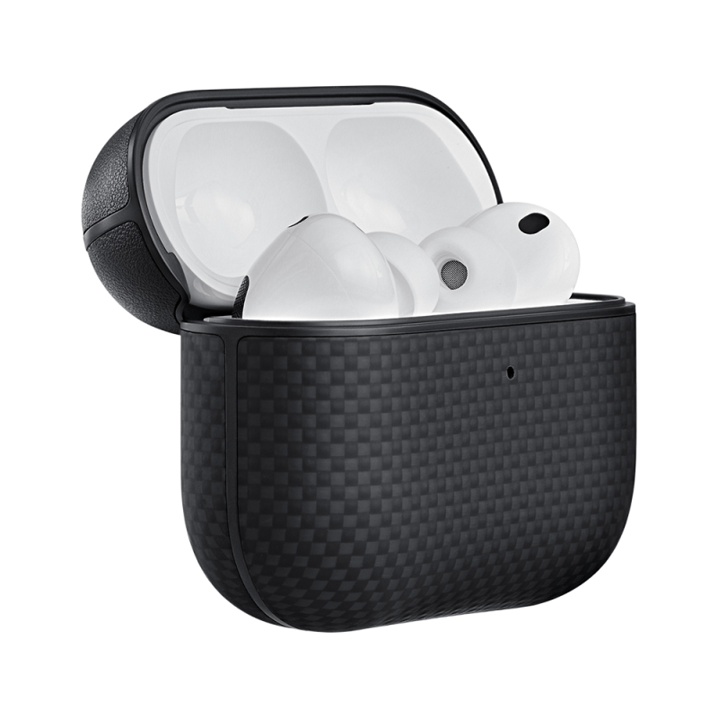 Apple Airpods Pro 3 Case 1500D Aramid Fiber Pitaka Ultra-Slim Classic Series Black-Grey Twill Cover - 4