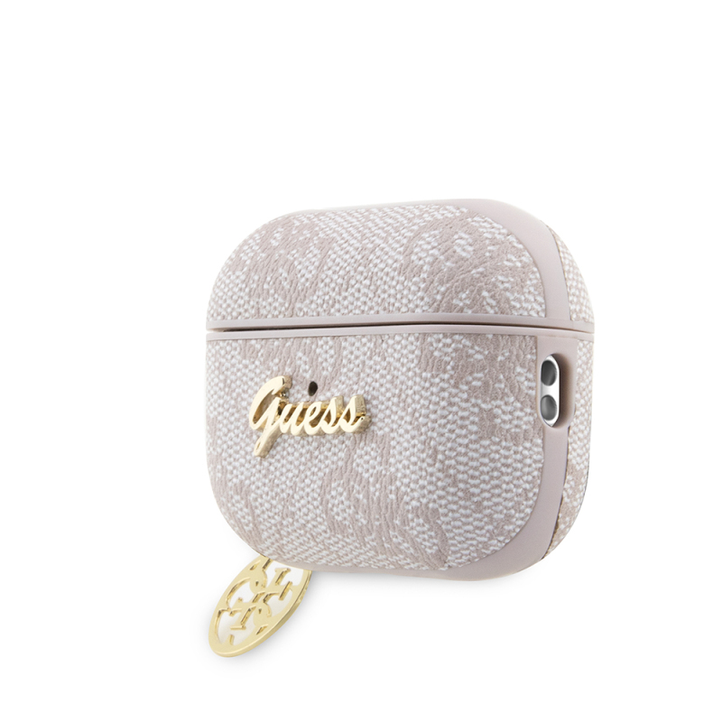 Apple Airpods Pro 3 Kılıf Guess Orjinal Lisanslı 4G Desenli Metal Script Logolu 4G Charm PU Deri Kapak - 5