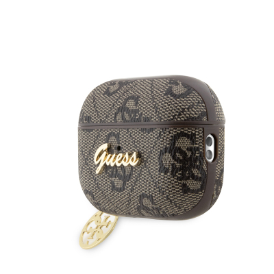 Apple Airpods Pro 3 Kılıf Guess Orjinal Lisanslı 4G Desenli Metal Script Logolu 4G Charm PU Deri Kapak - 6