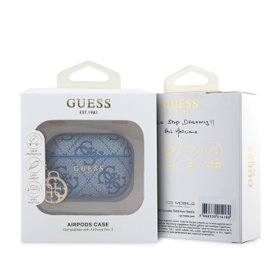 Apple Airpods Pro 3 Kılıf Guess Orjinal Lisanslı PU Deri 4G Desenli 4G Sade Askılı Kılıf - 7