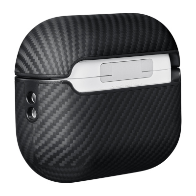 Apple Airpods Pro Kılıf 600D Aramid Fiber Pitaka Classic Serisi Black-Grey Twill Kılıf - 7