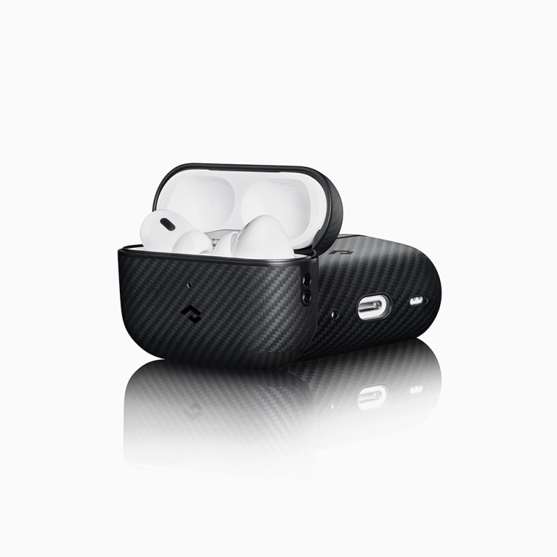 Apple Airpods Pro Kılıf 600D Aramid Fiber Pitaka Classic Serisi Black-Grey Twill Kılıf - 11