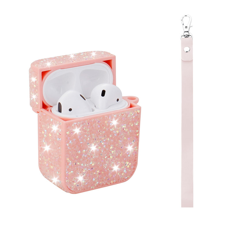 Apple Airpods Zore Airbag 45 Glittery Transparent Wrist Strap Case - 7