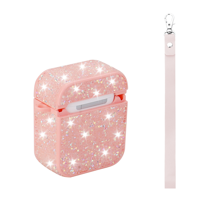 Apple Airpods Zore Airbag 45 Glittery Transparent Wrist Strap Case - 8