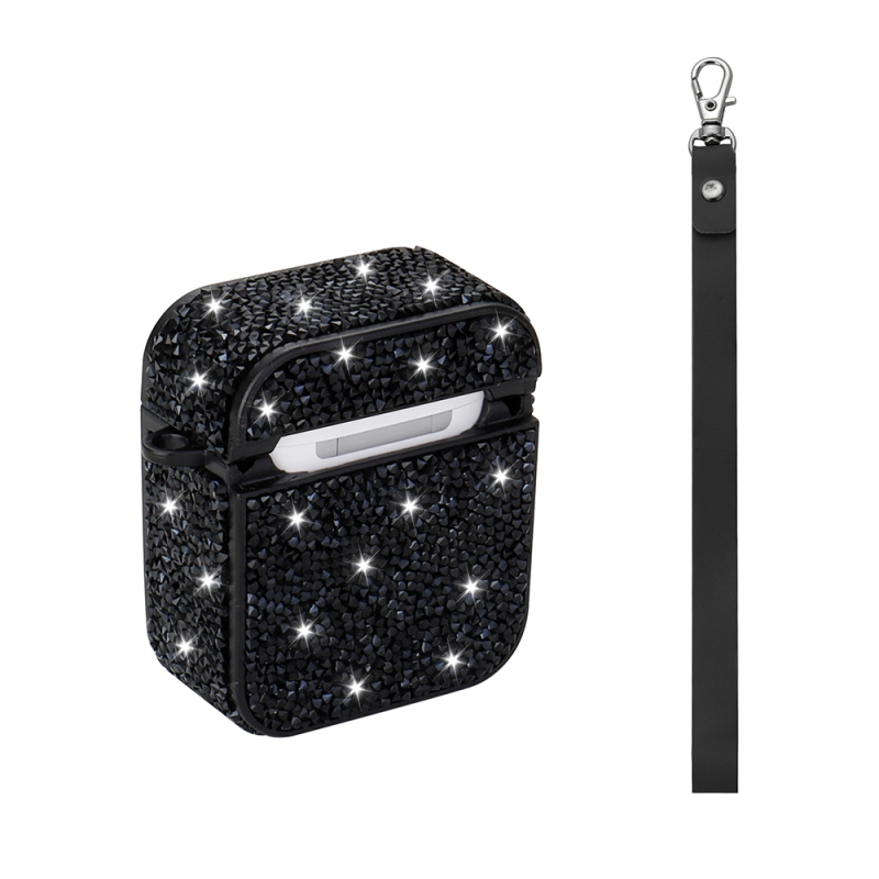 Apple Airpods Zore Airbag 45 Glittery Transparent Wrist Strap Case - 10