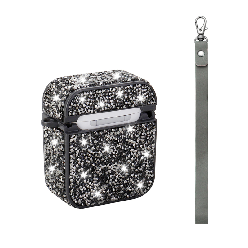 Apple Airpods Zore Airbag 45 Glittery Transparent Wrist Strap Case - 11