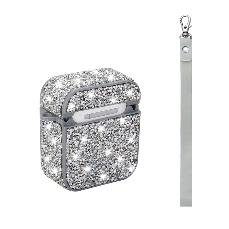 Apple Airpods Zore Airbag 45 Glittery Transparent Wrist Strap Case - 13