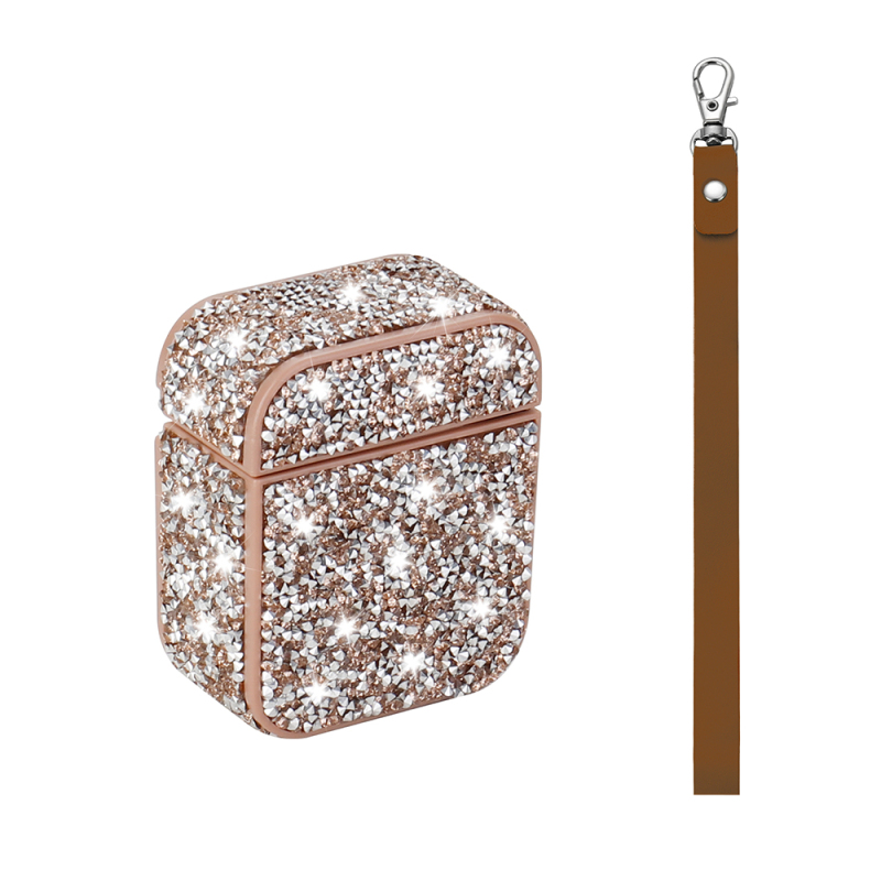 Apple Airpods Zore Airbag 45 Glittery Transparent Wrist Strap Case - 6
