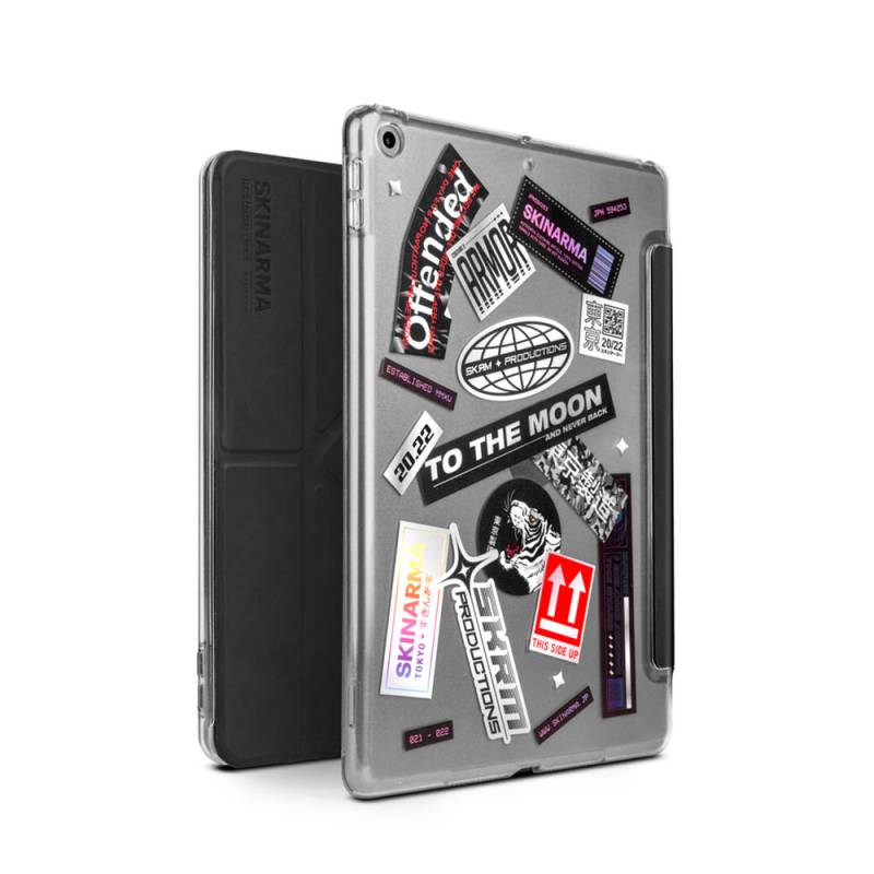 Apple iPad 10.2 2021 (9.Nesil) Kılıf SkinArma Sticker Tasarımlı Arkası Şeffaf Standlı Mageru Kılıf - 1