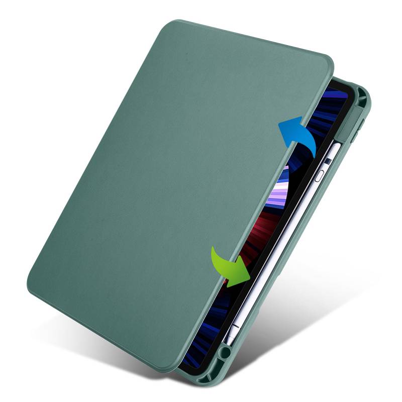 Apple iPad 10.2 2021 (9.Nesil) Kılıf Zore Termik Kalem Bölmeli Dönebilen Standlı Kılıf - 3