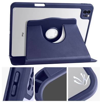 Apple iPad 10.2 (8.Nesil) Kılıf Zore Termik Kalem Bölmeli Dönebilen Standlı Kılıf - 5