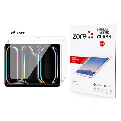 Apple iPad 13 Pro 2024 Zore 5in1 Tablet Tempered Glass Screen Protector - 1