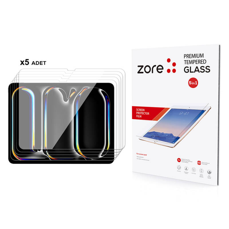 Apple iPad 13 Pro 2024 Zore 5in1 Tablet Tempered Glass Screen Protector - 2