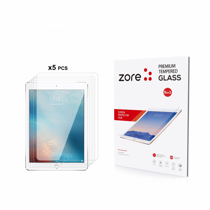 Apple iPad 9.7 2017 (5th Generation) Zore 5in1 Tablet Tempered Glass Screen Protector - 1