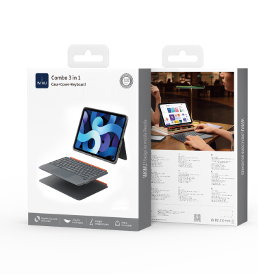 Apple iPad Air 10.9 2020 (4.Nesil) Wiwu MK-005 Combo 3in1 Kalem Bölmeli Klavyeli Standlı Kılıf - 8