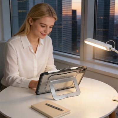 Apple iPad Air 10.9 2022 (5.Nesil) Mutural AlloyKick Serisi Kalem Bölmeli Alüminyum Standlı Tablet Kılıfı - 6