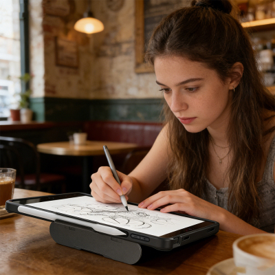 Apple iPad Air 10.9 2022 (5.Nesil) Mutural AlloyKick Serisi Kalem Bölmeli Alüminyum Standlı Tablet Kılıfı - 8