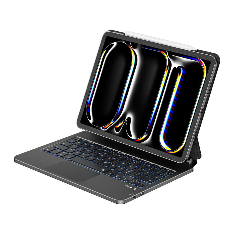Apple iPad Air 10.9 2022 (5.Nesil) Wiwu MK-003 Gizli Kalem Bölmeli Klavyeli Standlı Kılıf - 7