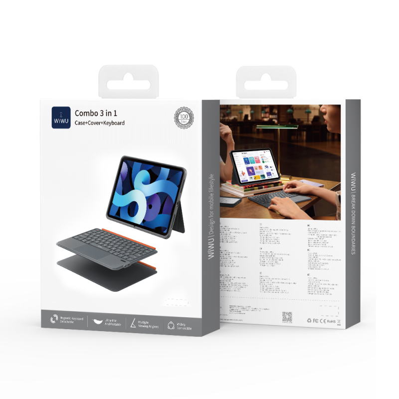 Apple iPad Air 10.9 2022 (5.Nesil) Wiwu MK-005 Combo 3in1 Kalem Bölmeli Klavyeli Standlı Kılıf - 9