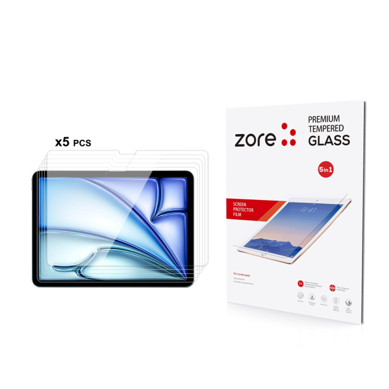 Apple iPad Air 11 2024 Zore 5in1 Tablet Tempered Glass Screen Protector - 1