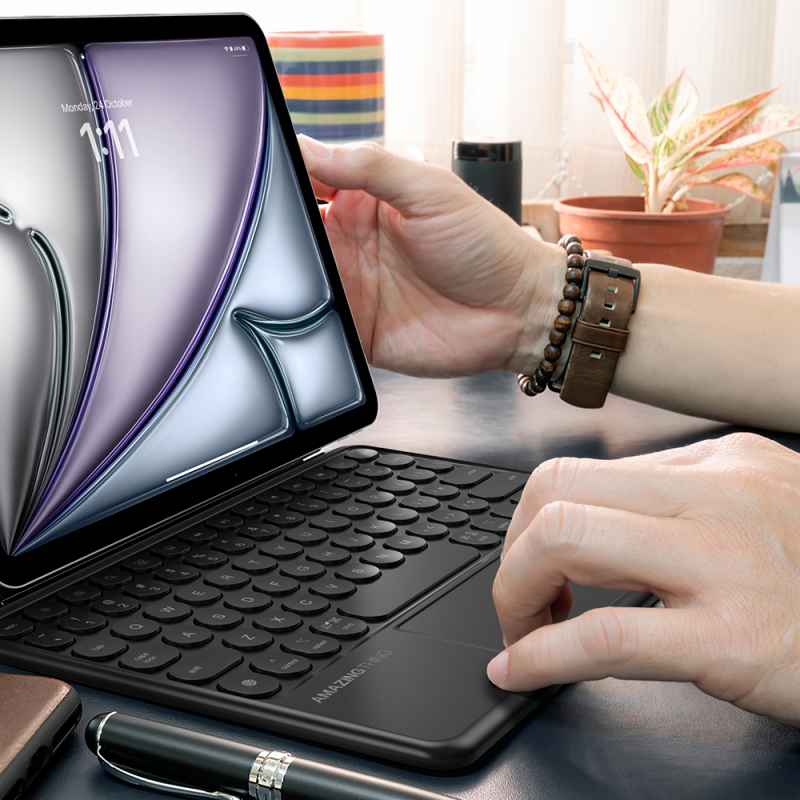 Apple iPad Air 11 2025 M3 Amazingthing Minimal KeyLite Combo Klavyeli Standlı Kılıf - 8