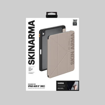 Apple iPad Air 11 2025 M3 Kılıf SkinArma Kabartma Baskı Tasarımlı 360 Tam Koruma Arkası Şeffaf Standlı Gamma Kılıf - 13