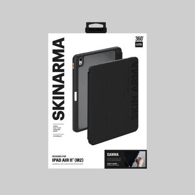 Apple iPad Air 11 2025 M3 Kılıf SkinArma Kabartma Baskı Tasarımlı 360 Tam Koruma Arkası Şeffaf Standlı Gamma Kılıf - 18