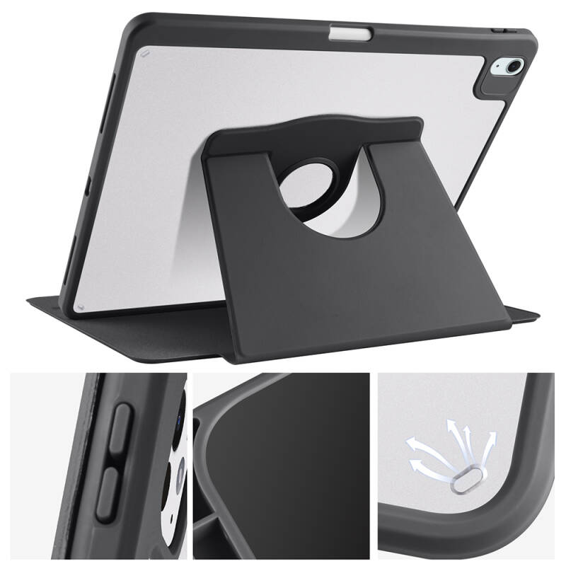 Apple iPad Air 13 2025 M3 Kılıf Zore Termik Kalem Bölmeli Dönebilen Standlı Kılıf - 17