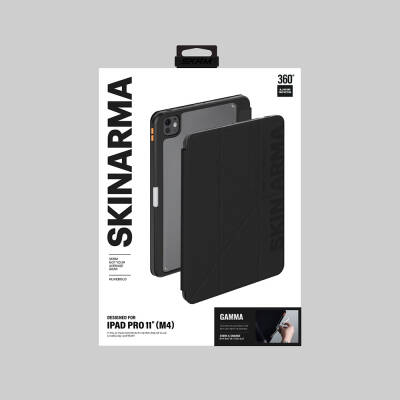 Apple iPad Pro 11 2025 M5 Kılıf SkinArma Kabartma Baskı Tasarımlı 360 Tam Koruma Arkası Şeffaf Standlı Gamma Kılıf - 11