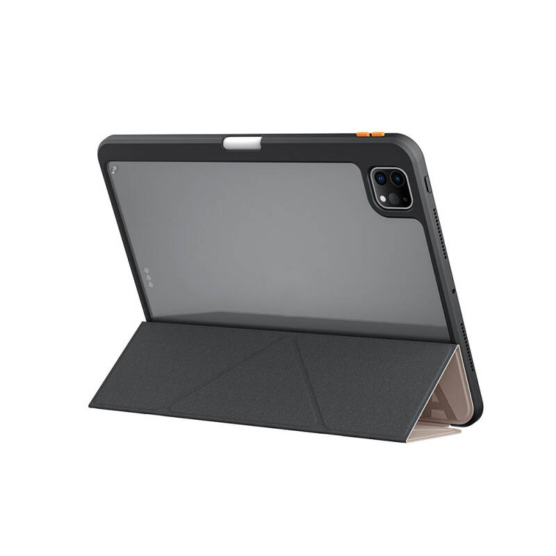 Apple iPad Pro 11 2025 M5 Kılıf SkinArma Kabartma Baskı Tasarımlı 360 Tam Koruma Arkası Şeffaf Standlı Gamma Kılıf - 5