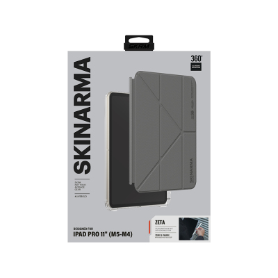 Apple iPad Pro 11 2025 M5 Kılıf Skinarma Kalemlikli Arkası Şeffaf Standlı Magnetik Zeta Kılıf - 9