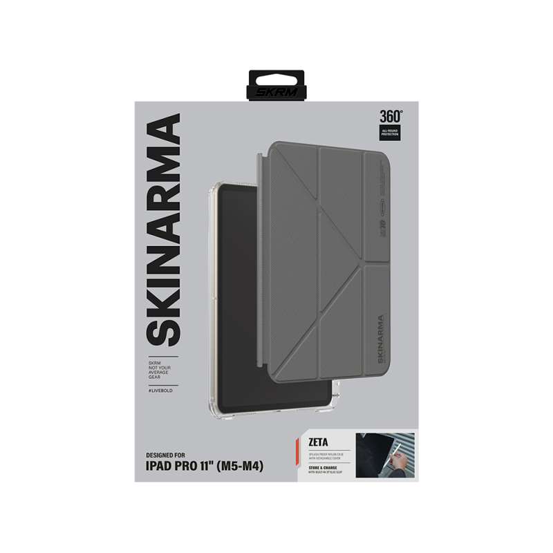 Apple iPad Pro 11 2025 M5 Kılıf Skinarma Kalemlikli Arkası Şeffaf Standlı Magnetik Zeta Kılıf - 9