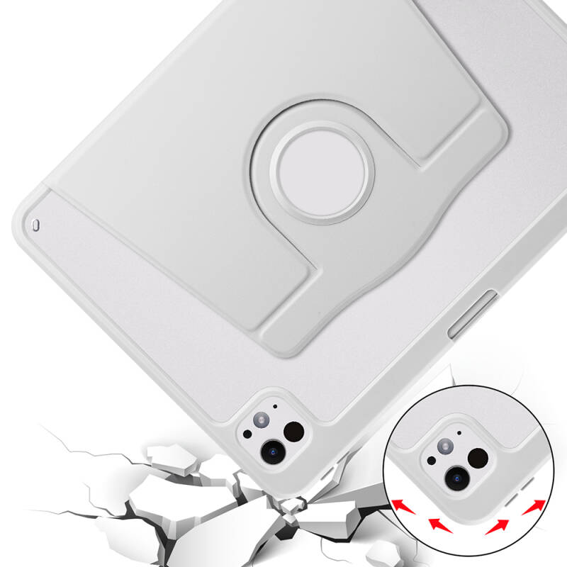 Apple iPad Pro 11 2025 M5 Kılıf Zore Termik Kalem Bölmeli Dönebilen Standlı Kılıf - 11