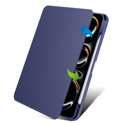 Apple iPad Pro 11 2025 M5 Kılıf Zore Termik Kalem Bölmeli Dönebilen Standlı Kılıf - 13