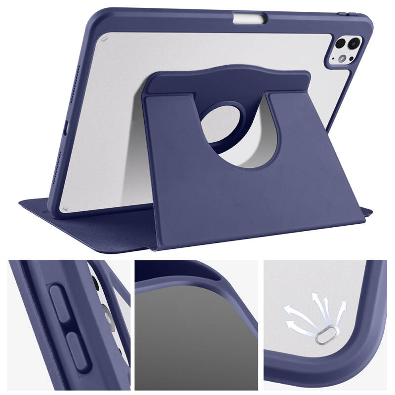 Apple iPad Pro 11 2025 M5 Kılıf Zore Termik Kalem Bölmeli Dönebilen Standlı Kılıf - 14