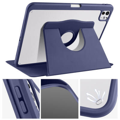 Apple iPad Pro 11 2025 M5 Kılıf Zore Termik Kalem Bölmeli Dönebilen Standlı Kılıf - 14