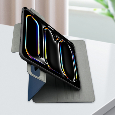 Apple iPad Pro 11 2025 M5 Raptic Spin Detachable Folio PU Ayrılabilir Kalem Bölmeli Standlı Kılıf - 18