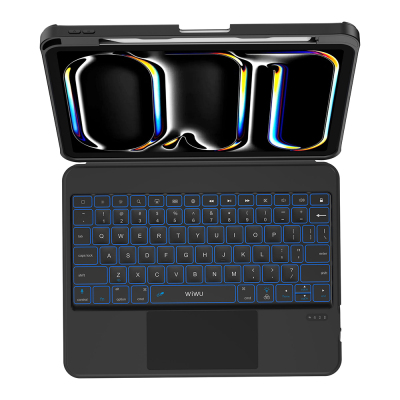 Apple iPad Pro 12.9 2020 (4.Nesil) Wiwu MK-007 Combo Pro Kalem Bölmeli Klavyeli Standlı Kılıf - 9