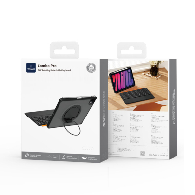 Apple iPad Pro 12.9 2020 (4.Nesil) Wiwu MK-007 Combo Pro Kalem Bölmeli Klavyeli Standlı Kılıf - 10