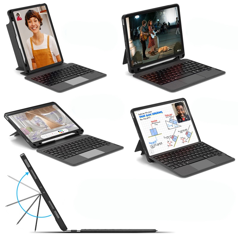 Apple iPad Pro 12.9 2020 (4th Generation) Wiwu MagTouch Series Keyboard Case with Hidden Pen Compartment - 13