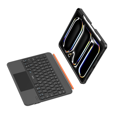 Apple iPad Pro 12.9 2021 (5.Nesil) Wiwu MK-007 Combo Pro Kalem Bölmeli Klavyeli Standlı Kılıf - 4