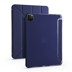 Apple iPad Pro 12.9 2022 M2 Case Zore Tri Folding Stand Case with Pen Compartment - 7
