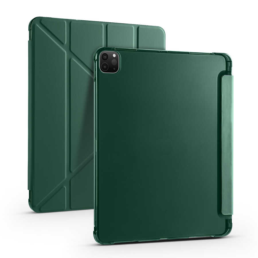 Apple iPad Pro 12.9 2022 M2 Kılıf Zore Tri Folding Kalem Bölmeli Standlı Kılıf - 1