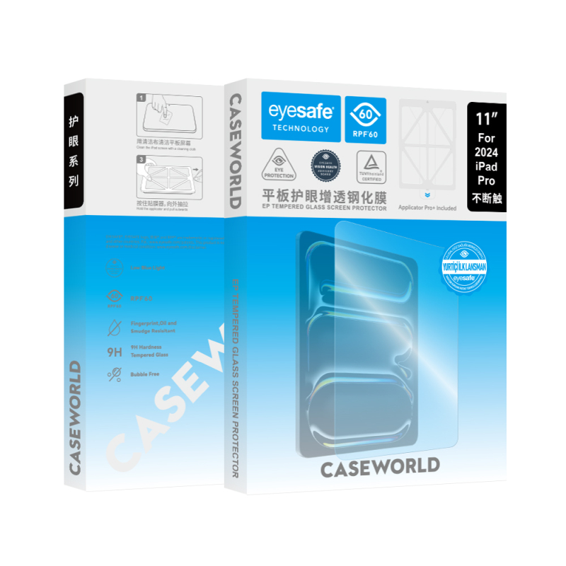 Apple iPad Pro 13 2024 CaseWorld Eyesafe Mavi Işık Teknolojili Temperli Cam Ekran Koruyucu + Uygulama Aparatı - 7