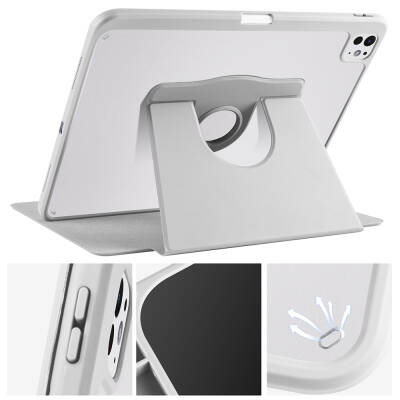 Apple iPad Pro 13 2025 M5 Kılıf Zore Termik Kalem Bölmeli Dönebilen Standlı Kılıf - 16