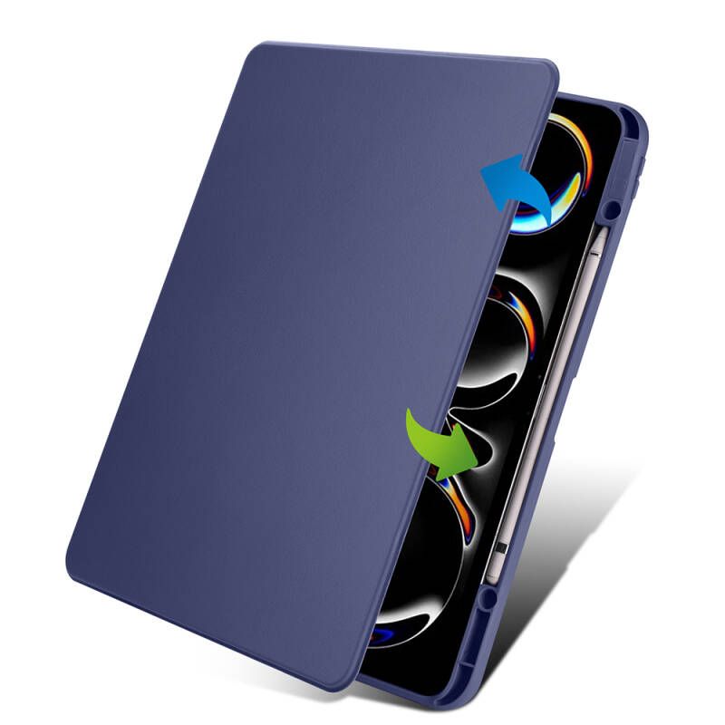 Apple iPad Pro 13 2025 M5 Kılıf Zore Termik Kalem Bölmeli Dönebilen Standlı Kılıf - 13